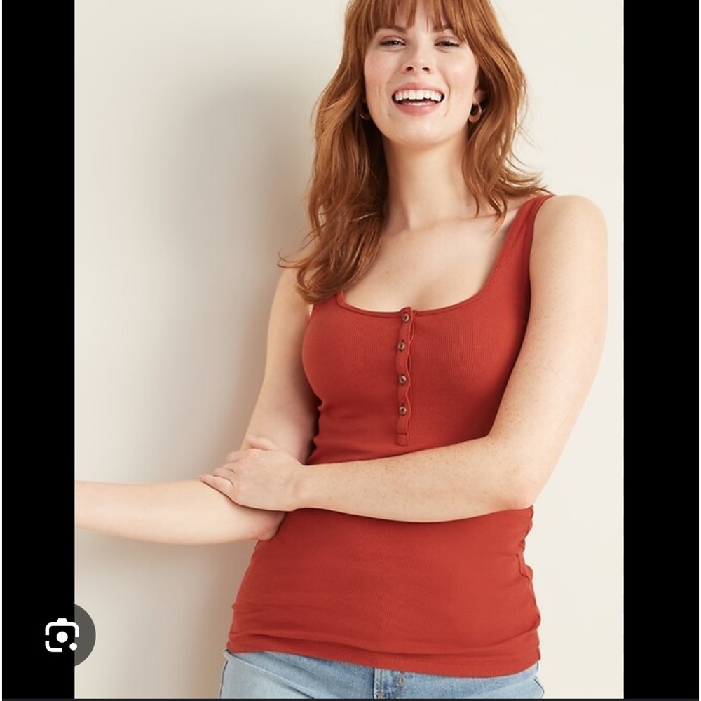 OLD NAVY RIBBED FITTED HENLY TANK, BURNT ORANGE, SZ XXL